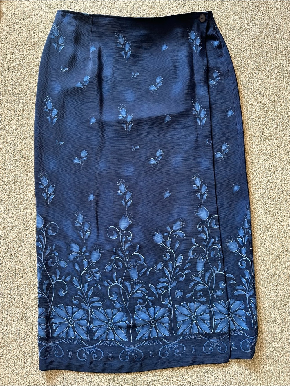 Vtg 90’s Blur Floral Border Print Maxi Wrap Skirt Cottagecore Whimsigoth 16